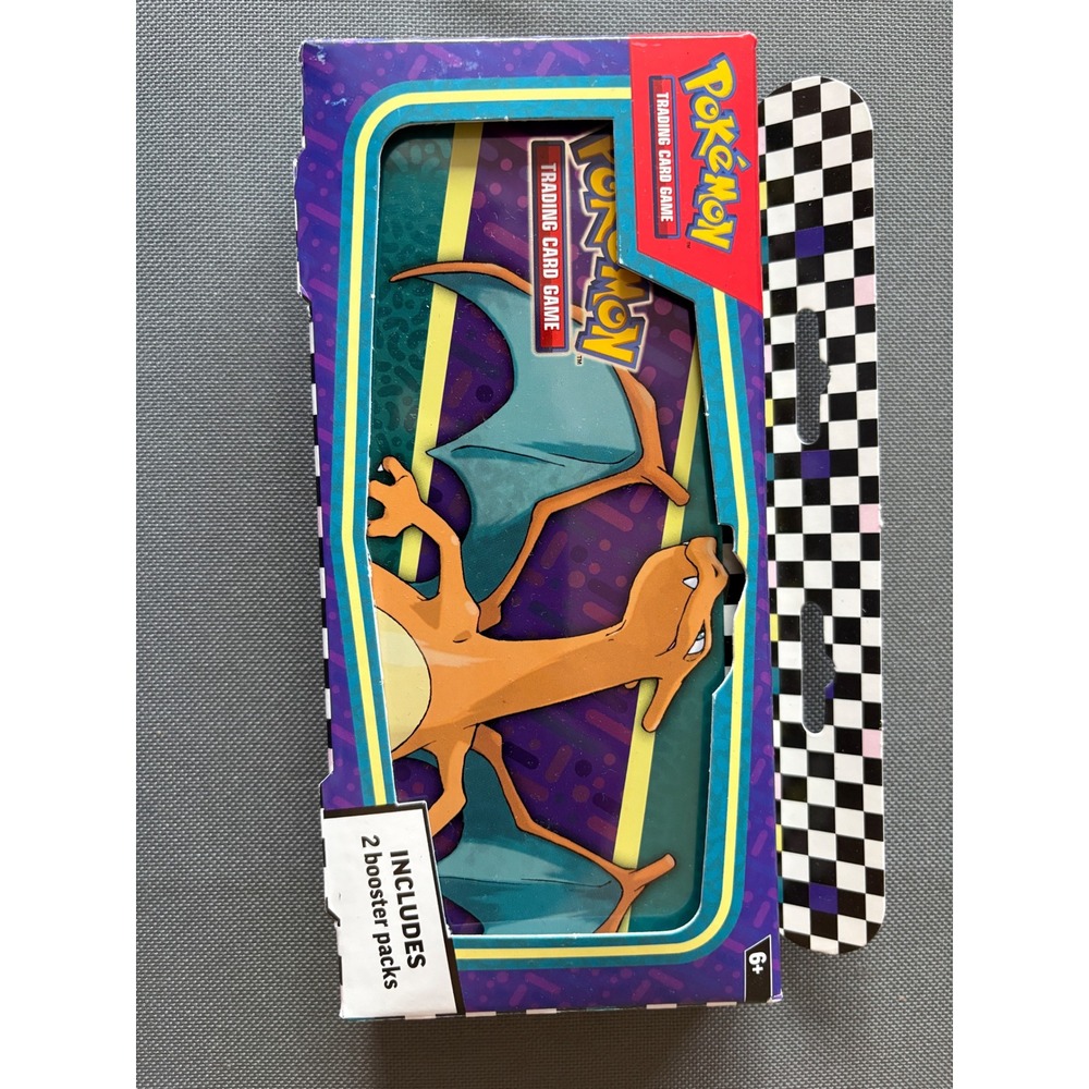 Pokemon TCG Back to School Pencil Case Tin Charizard Includes 2 Booster Packs